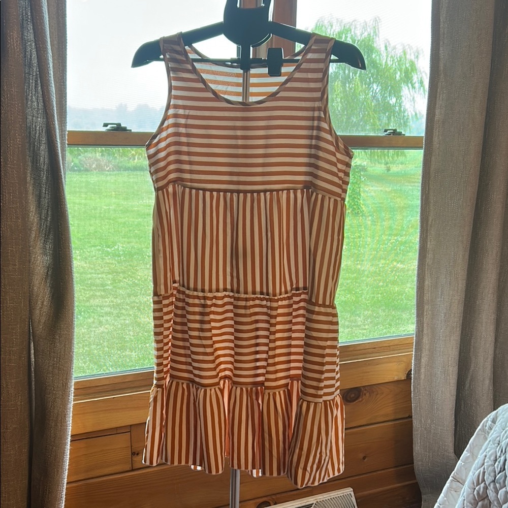SHEIN Rust Orange and White Striped sundress